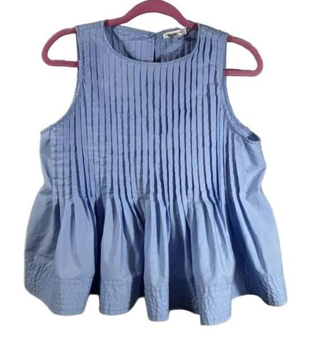 Free Assembly Women's Sleeveless Pintuck Peplum Top Blue